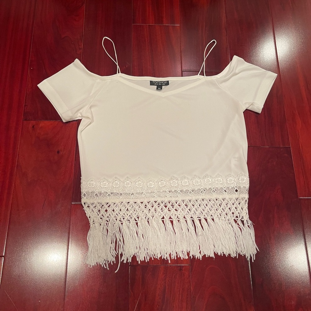 Elegant White Lace Fringe Top